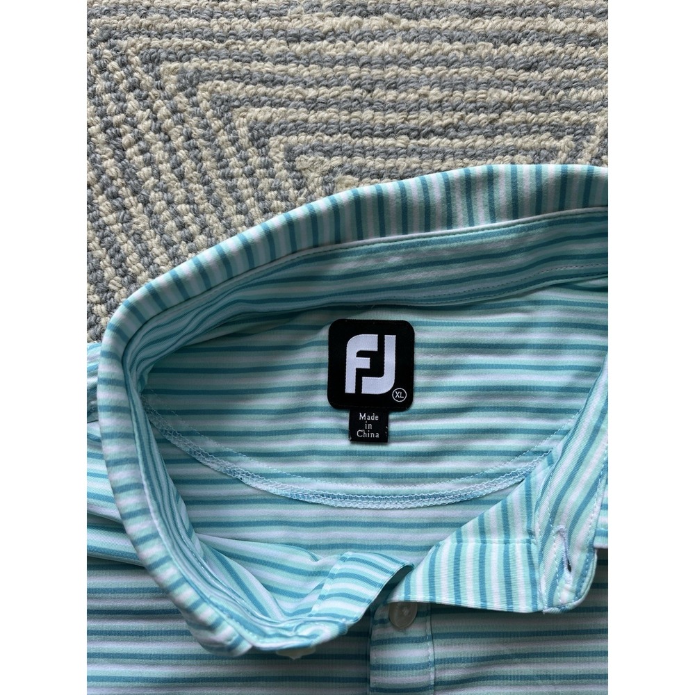 FootJoy 1920 Indian Head Golf Polo Shirt - Green/White Stripe - XL - Picture 3 of 5